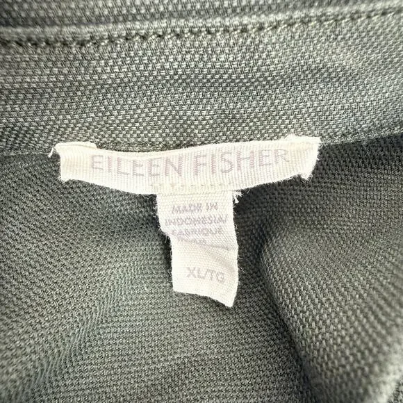 Eileen Fisher‎ Organic Cotton Hemp Jacket XL Green Utility Pockets Boxy Casual